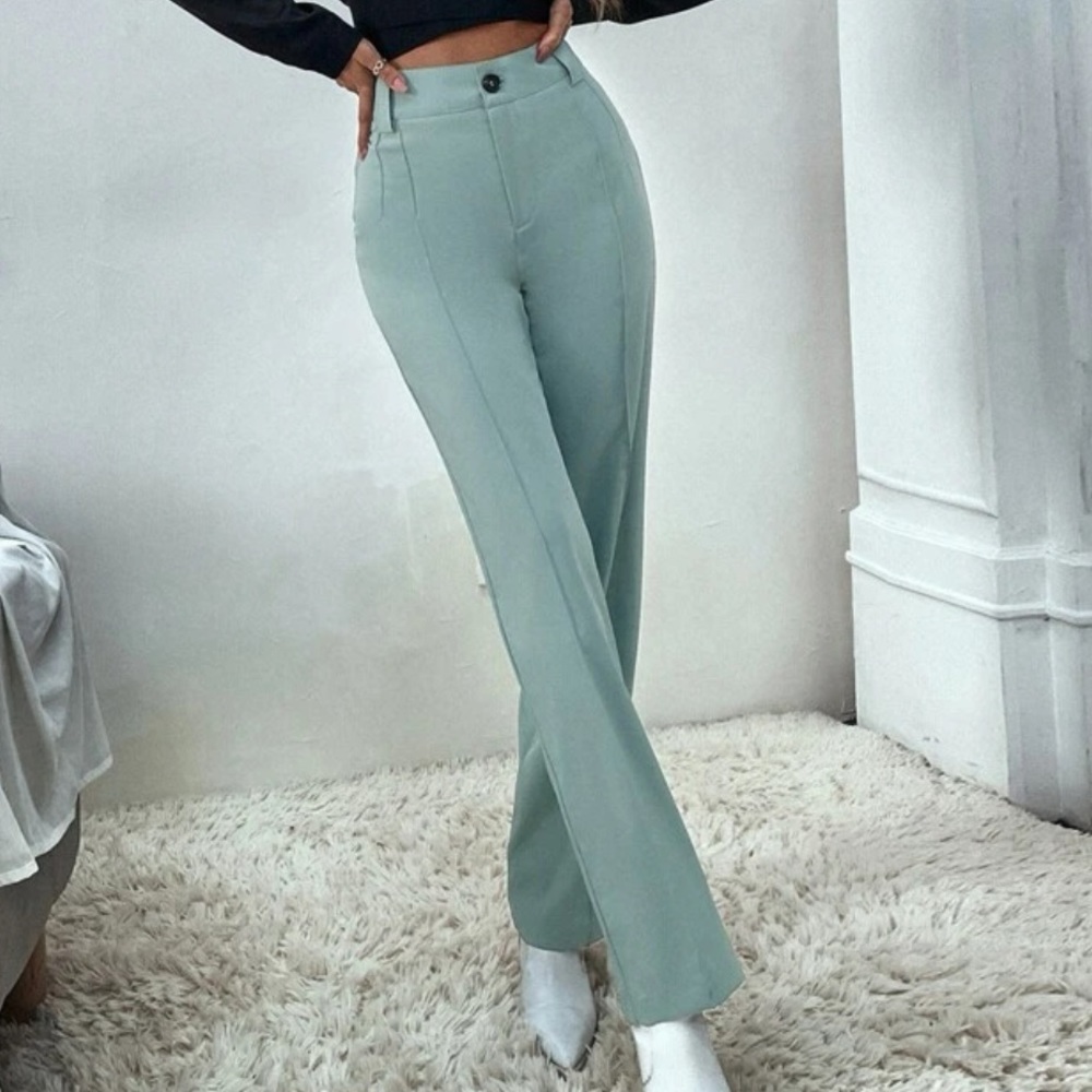 Never worn Mint green high waist straight, cut dress pants